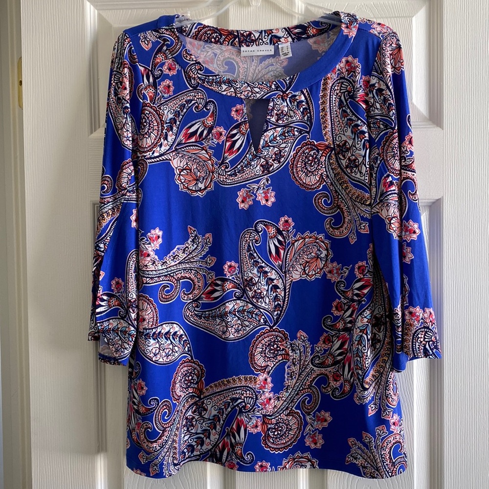 Susan Graver Printed Liquid Knit Top M